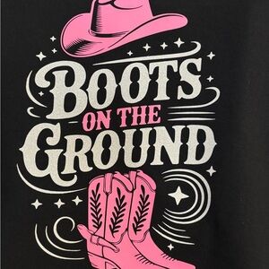 Gildan Black Tee with Pink and White Graphic